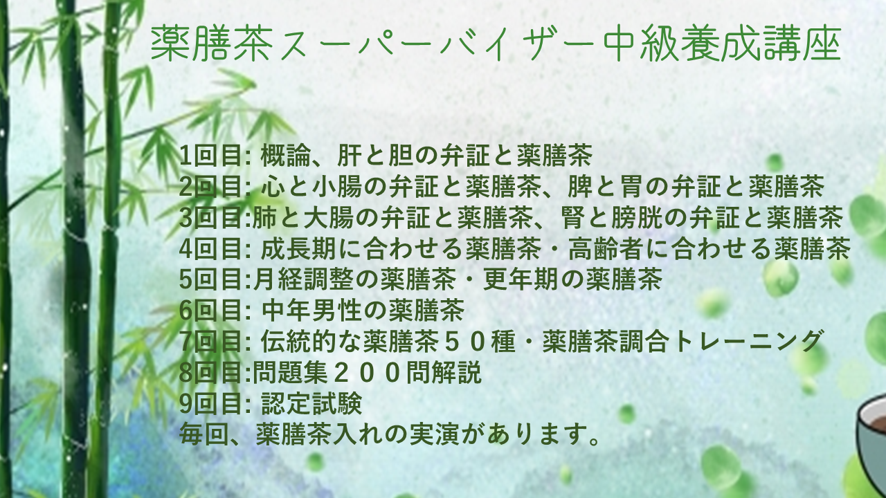 薬膳茶中級各回
